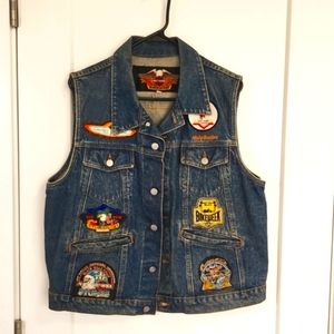 Harley Davidson vintage Jean vest with patches. Excellent condition men's medium